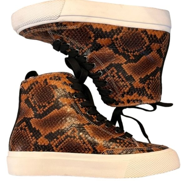 Rag & Bone Snake-Embossed High-Top Leather Sneakers - 38/8 - Picture 5 of 14
